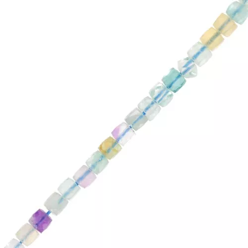 4x4mm Faceted cube gemstone beads - Fluorite x10
