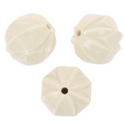 10mm Opaque resin worked round beads - Ecru x10