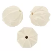 Perles rondes travaillées en résine opaque 10 mm - Ecru x10