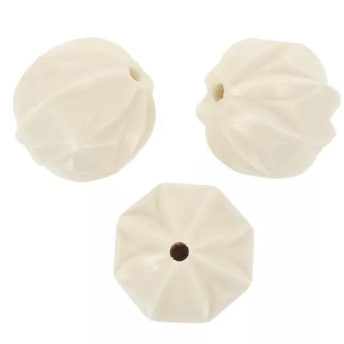 10mm Opaque resin worked round beads - Ecru x10