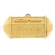 25x12mm cylinder bead by Perles&Co - Gemstone - Fine gold Plated - Malachite x1