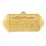 25x12mm cylinder bead by Perles&Co - Gemstone - Fine gold Plated - Malachite x1