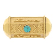 25x12mm cylinder bead by Perles&Co - Gemstone - Fine gold Plated - Turquoise x1|raw }}