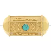 25x12mm cylinder bead by Perles&Co - Gemstone - Fine gold Plated - Turquoise x1