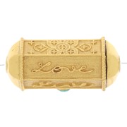 25x12mm cylinder bead by Perles&Co - Gemstone - Fine gold Plated - Turquoise x1