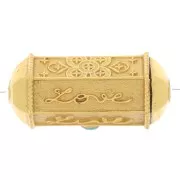 25x12mm cylinder bead by Perles&Co - Gemstone - Fine gold Plated - Turquoise x1