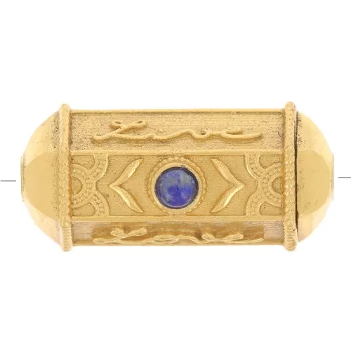 25x12mm cylinder bead by Perles&Co - Gemstone - Fine gold Plated - Lapis lazuli x1