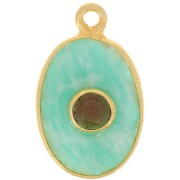 18.5x11.5mm fine gold Plated faceted Pendant - Amazonite - Garnet x1|raw }}