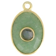 18x11 mm fine gold Plated faceted Pendant - Aventurine - Labradorite x1