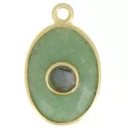18x11 mm fine gold Plated faceted Pendant - Aventurine - Labradorite x1