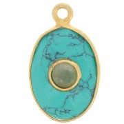 18.5x11.5mm fine gold Plated faceted Pendant - imitation Turquoise - Aventurinex1|raw }}
