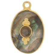 20x13mm Faceted pendant with setting - Fine Gold Plated - Labradorite x1|raw }}