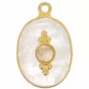 20x13mm Faceted pendant with setting - Fine Gold Plated - Moonstone x1