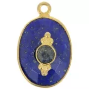 20x13mm Faceted pendant with setting - Fine Gold Plated - Lapis lazuli x1