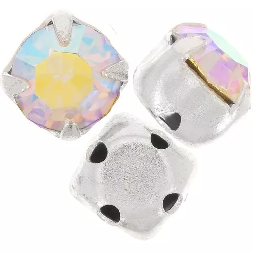 Chatons montés 6mm Crystal AB x5