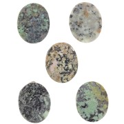 10x8mm Flat oval gemstone cabochon - puckt - African Turquoise - Jasper x1