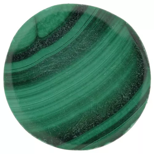 12mm gemstone flat round Cabochon - puck - Malachite x1