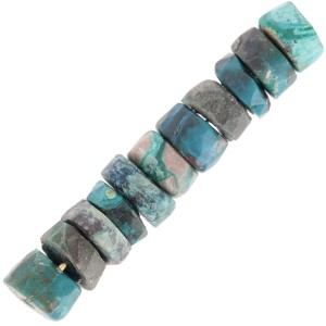 Heishi beads faceted rondelles - gemstone 6x2.5 mm - Chrysocolla x20