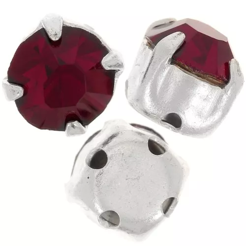 Chatons montés 6mm Siam x5