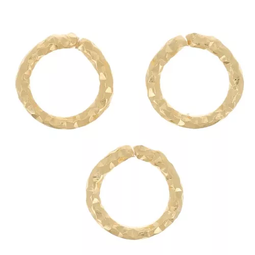 5.5x0.9mm 925 Sterling Silver Diamond effect open jump Ring - Fine Gold Plated x10