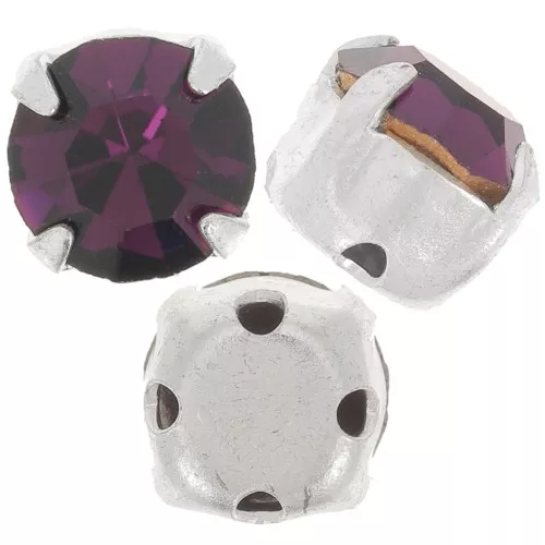 Chatons montés 6mm Amethyst x5