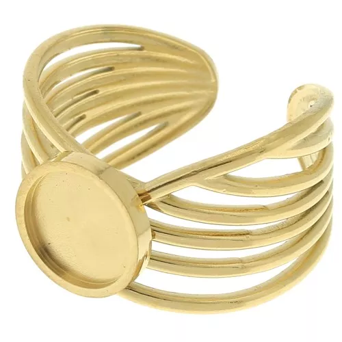Stainless steel 304 Wide multi-row adjustable ring for 8mm cabochon x1
