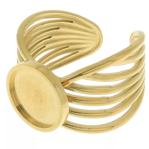 Stainless steel 304 Wide multi-row adjustable ring for 10mm cabochon x1