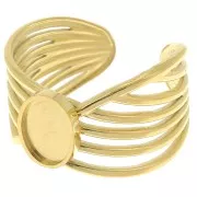 Stainless steel 304 Wide multi-row adjustable ring for 8x6mm cabochon - Gold x1