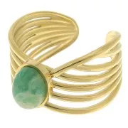 Stainless steel 304 Wide multi-row adjustable ring for 8x6mm cabochon - Gold x1