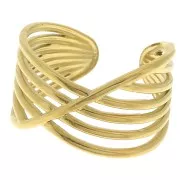 304 stainless steel Multi-row wide ring - adjustable - Gold Tone x1