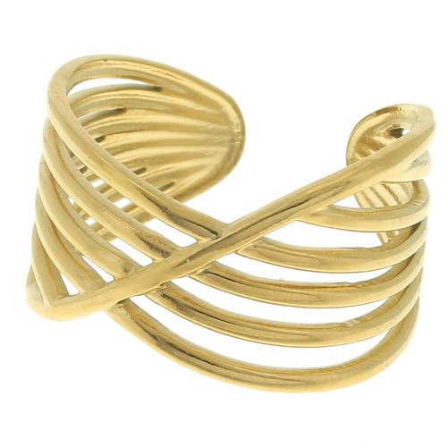 304 stainless steel Multi-row wide ring - adjustable - Gold Tone x1