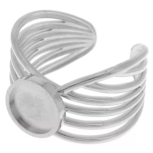 Stainless steel 304 Wide multi-row adjustable ring for 8mm cabochon x1