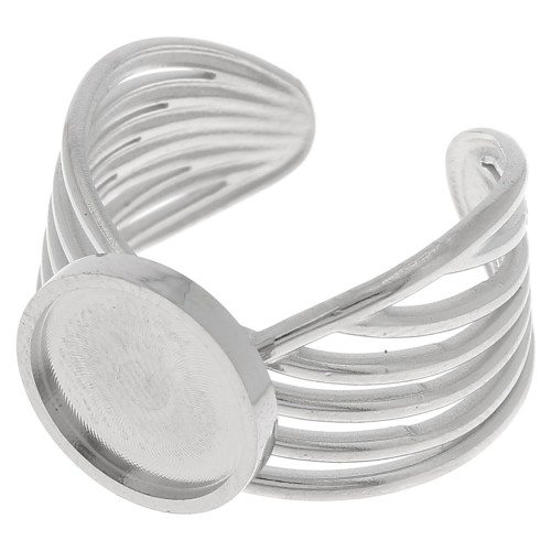 Stainless steel 304 Wide multi-row adjustable ring for 10mm cabochon x1