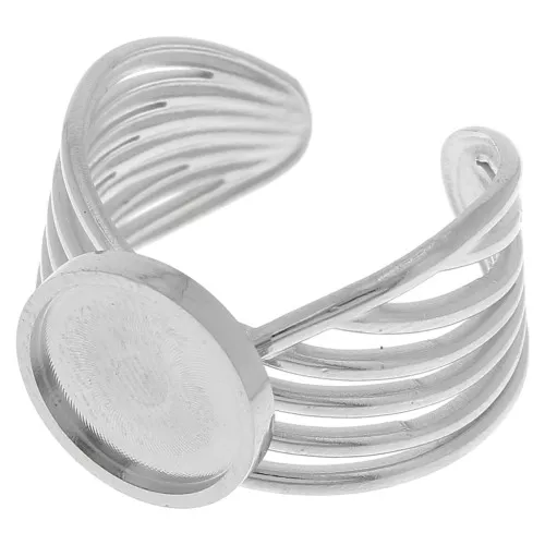 Stainless steel 304 Wide multi-row adjustable ring for 10mm cabochon x1