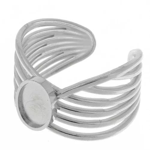 Stainless steel 304 Wide multi-row adjustable ring for 8x6mm cabochon x1