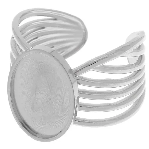 Stainless steel 304 Wide multi-row adjustable ring for 14x10mm cabochon x1