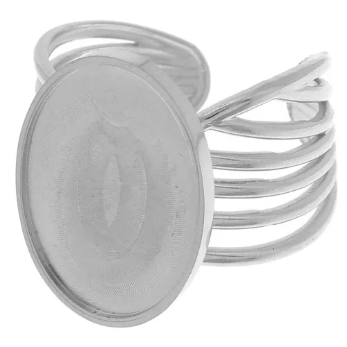 Stainless steel 304 Multi-row adjustable ring for 18x13mm flat back cabochon x1