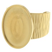 Stainless steel 304 Wide adjustable striated ring - for 18x13mm cabochon - Gold x1