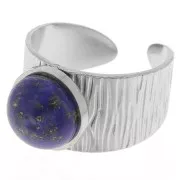 Stainless steel 304 Wide adjustable striated ring - for 10mm cabochon x1