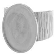 Stainless steel 304 Wide adjustable striated ring - for 18x13mm cabochon x1|raw }}