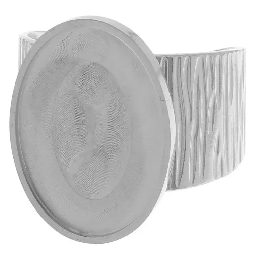 Stainless steel 304 Wide adjustable striated ring - for 18x13mm cabochon x1