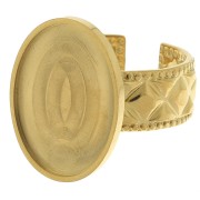 Stainless steel 304 Adjustable textured ring for 18x13mm cabochon - Gold Tone x1
