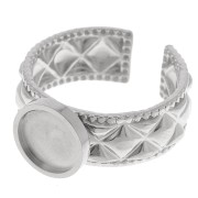 Stainless steel 304 Adjustable textured ring for 8mm cabochon x1