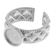 Stainless steel 304 Adjustable textured ring for 8mm cabochon x1