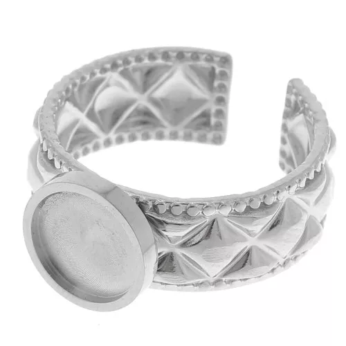 Stainless steel 304 Adjustable textured ring for 8mm cabochon x1