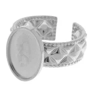 Stainless steel 304 Adjustable textured ring for 14x10mm cabochon x1