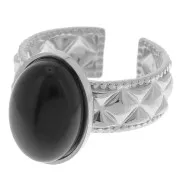 Stainless steel 304 Adjustable textured ring for 14x10mm cabochon x1
