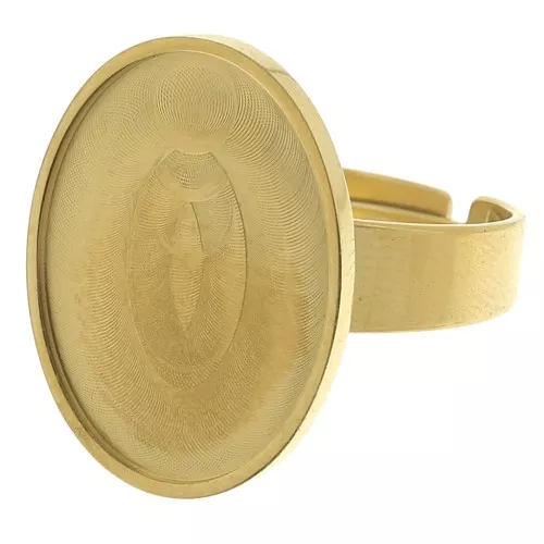 18x13mm Stainless steel 304 Adjustable setting ring for flat back cabochon Gold x1