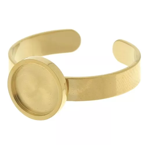 Stainless steel 304 djustable thin ring for 8mm cabochon - Gold Tone x1
