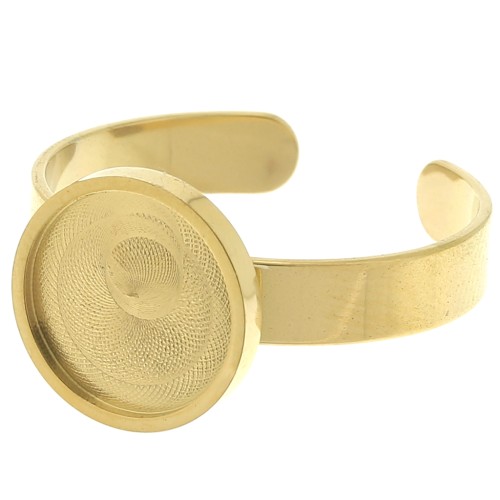 Stainless steel 304 djustable thin ring for 10mm cabochon - Gold Tone x1